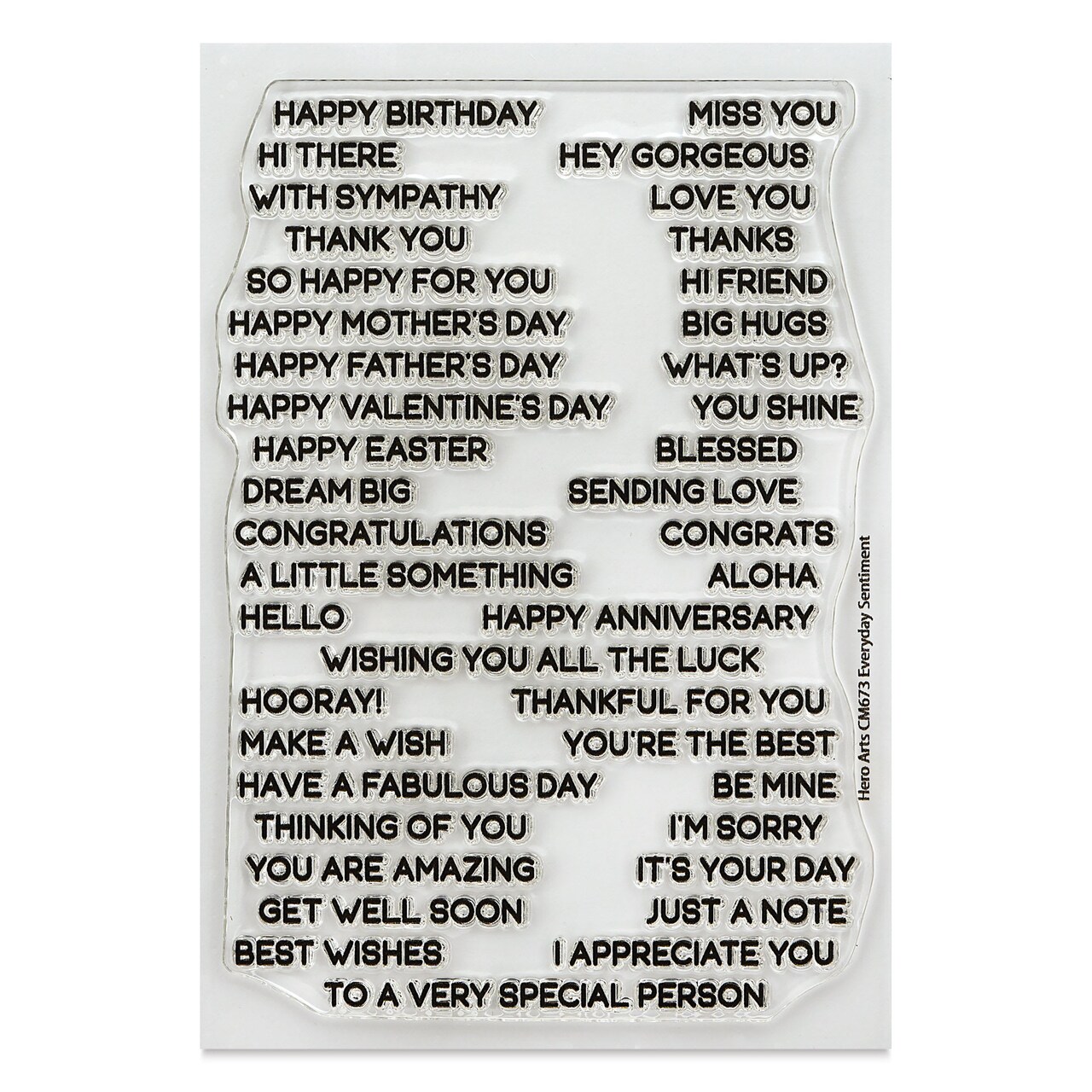 Hero Arts Messages and Sentiments Clear Stamp Set - Pkg of 42, Everyday Sentiment Strips